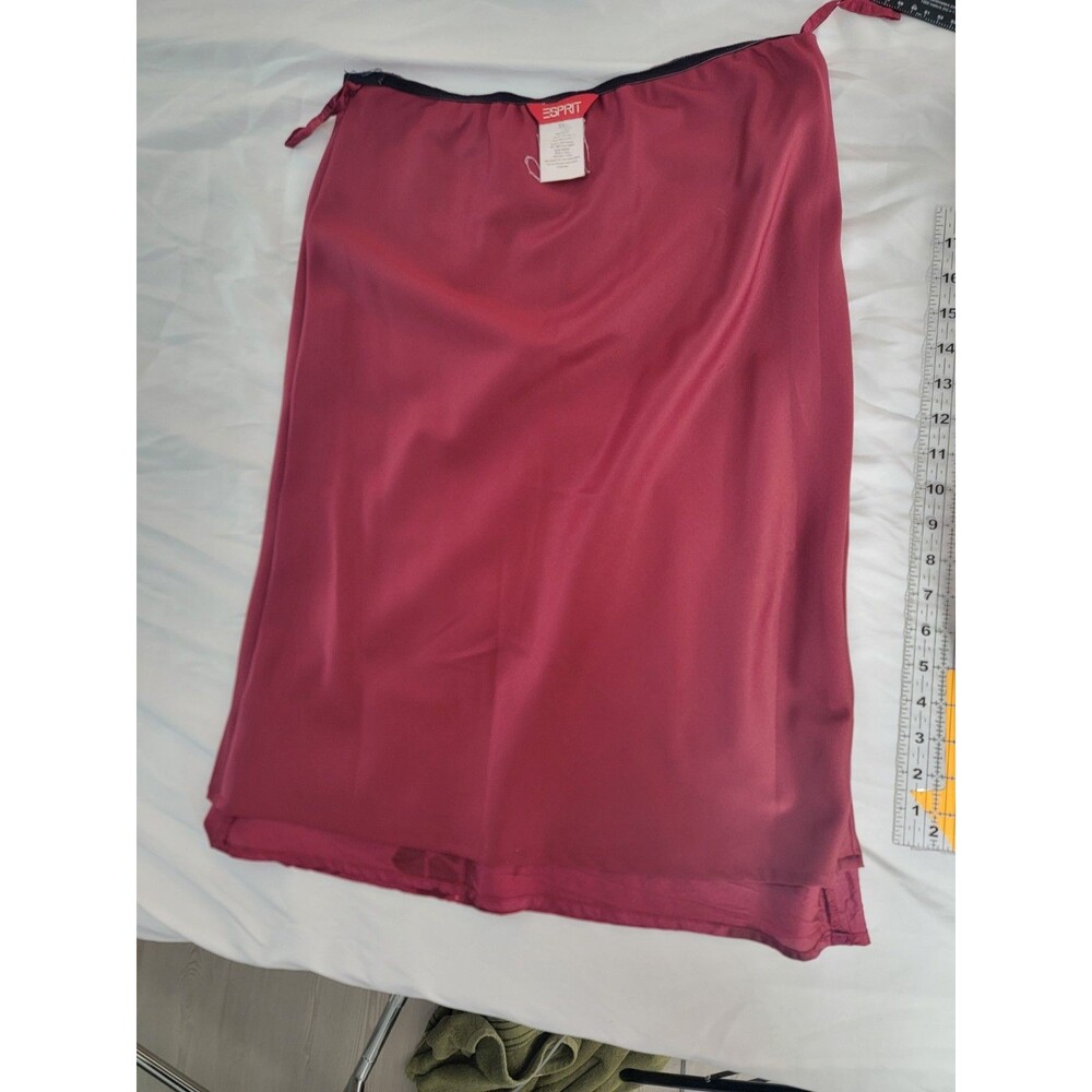 Vintage Espirit Silk Skirt Berry Red Floral Dainty Sequins Vtg Size 5/6 90s Y2K - Picture 15 of 16